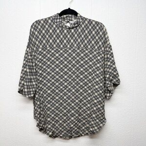 Zara Top Mock Neck Cross Hatch Womens Top Medium Casual Workwear Office Career